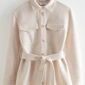 Belted Wool Oversize Boyfriend Jacket / Cream / Size 4 / & Other Stories